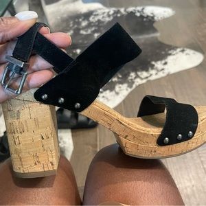 New Jessica Simpson black with cork platform/ block sandal heels.   size 9.5 /41